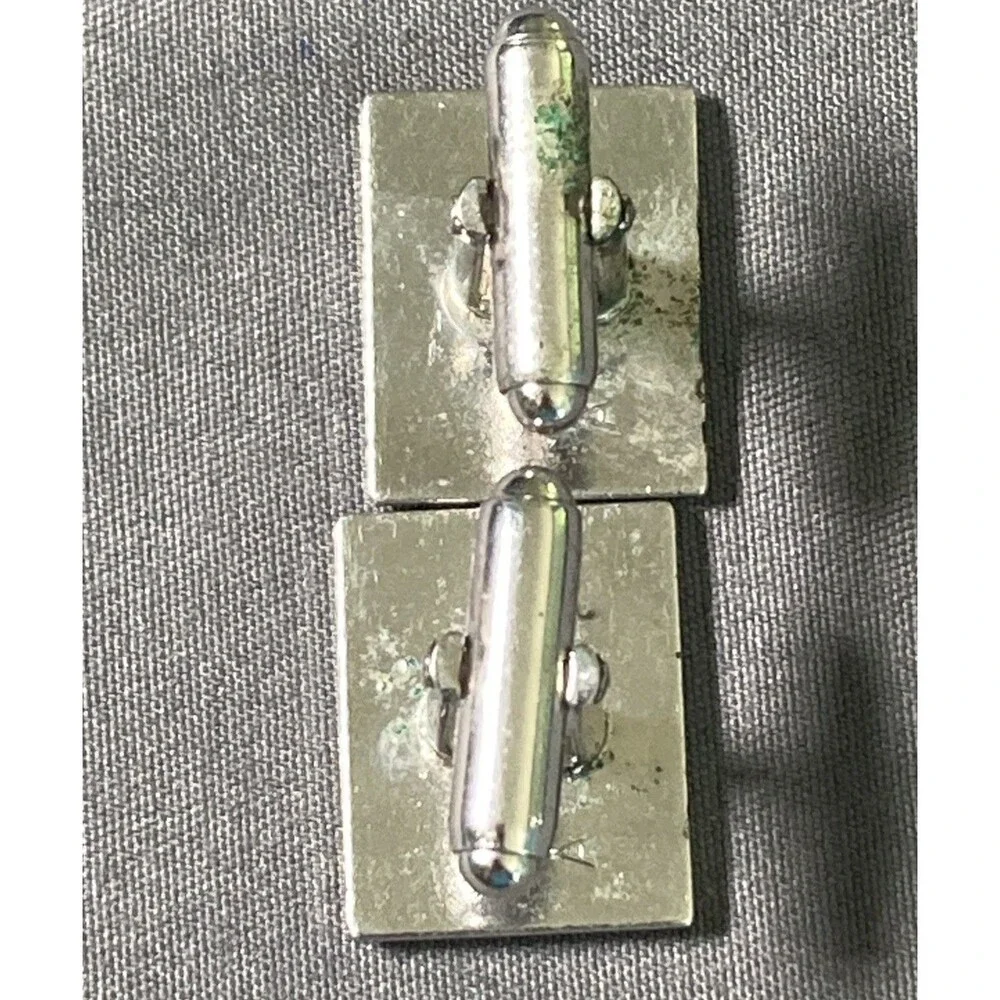 Cuff Links Silver Stamped Monogrammed “H” Vintage Mid-20th Century Design